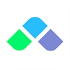 Three green, blue and purple diamond shapes