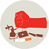 Red fist smashing tobacco products