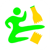 Stick figure kicking a bottle
