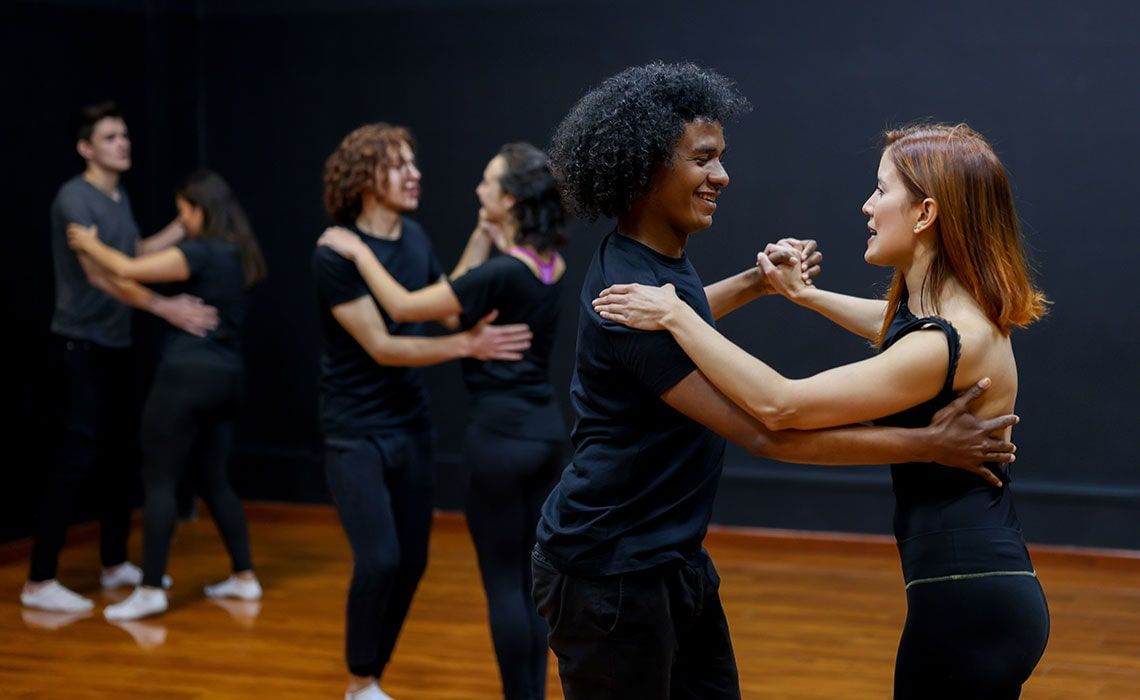 A couples dance class